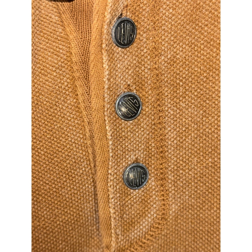 Vintage Levis Henley Shirt Mens XL Orange Rust Contrast Stitch 90s Long Sleeve - Picture 5 of 6